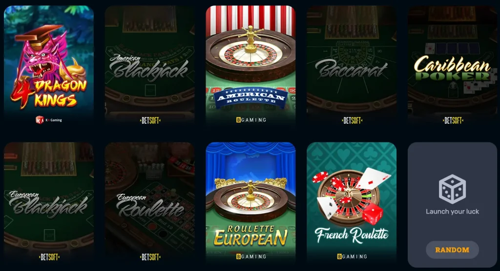 Table Games at RocketPlay Casino