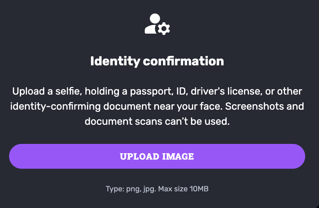 Identity confirmation at RocketPlay