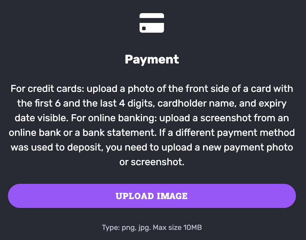 Payment verification at RocketPlay